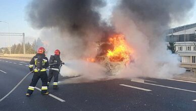 Pożar samochodu osobowego na trasie S8