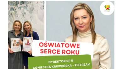 Dyrektor Szkoły Podstawowej nr 5 w Ząbkach wyróżniona statuetką Oświatowe Serce Roku