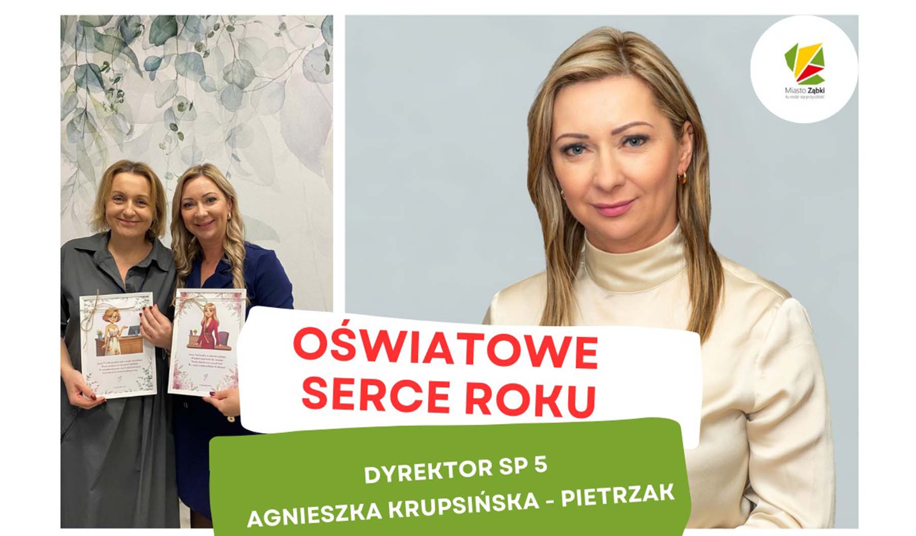 Dyrektor Szkoły Podstawowej nr 5 w Ząbkach wyróżniona statuetką Oświatowe Serce Roku