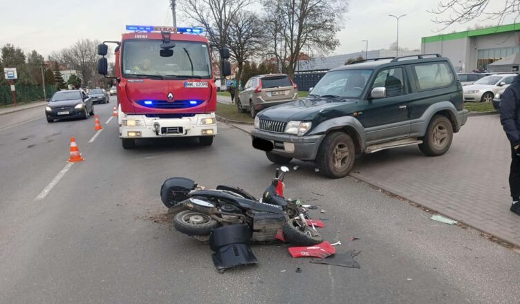 Wypadek na ulicy Jana Pawła II w Radzyminie – kolizja samochodu z motocyklem