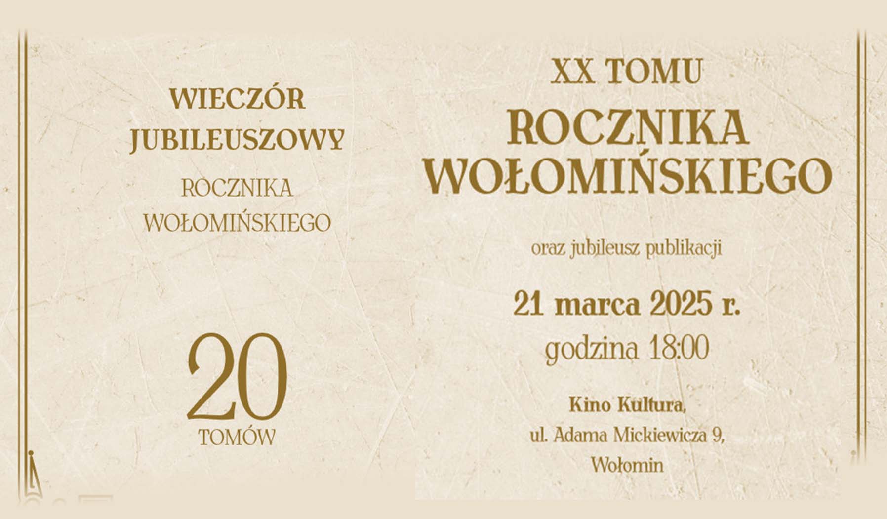 Zaproszenie na wieczór promocyjny XX Rocznika Wołomińskiego